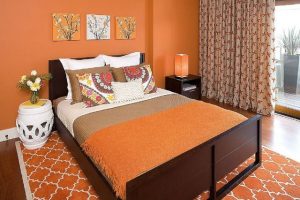 Dormitoare la moda decorate in portocaliu